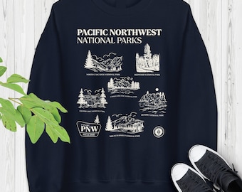 PNW Nationalparks Sweatshirt | Pazifischer Nordwesten | Gemütlich und stilvoll | Nationalpark Rundhalsausschnitt