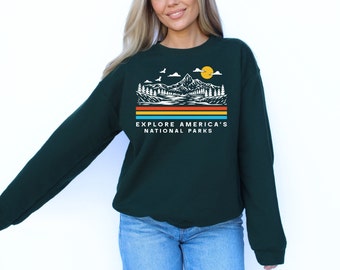 Bluza z kapturem Explore America's National Parks, bluza z okrągłym dekoltem Granola Girl z nadrukiem "Bandwear Park Hiking"