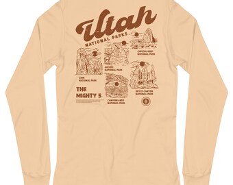 ユタ州国立公園長袖シャツ：マイティ5ハイキングTシャツ