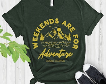 Camiseta "Los fines de semana son para la aventura": Camiseta de senderismo de montaña