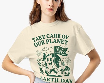 Camiseta del Día de la Tierra para todos los días: Camiseta ecológica de algodón hilado en anillo.