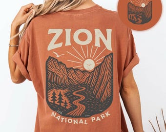 T-shirt Zion National Park: vintage Utah graphic T-shirt, meisjesstijl muesli