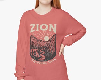 Zion National Park shirt met lange mouwen: vintage Utah-wandelshirt