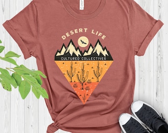 Camiseta Vida del Desierto: Camiseta con estampado de cactus del suroeste