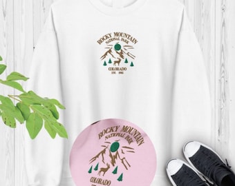 Rocky Mountain National Park Embroidered Crewneck Sweatshirt - Colorado Gift