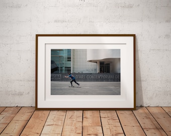 Barcelona street photography, MACBA, skaters, Gothic Quarter, shadows and silhouette, fine art paper