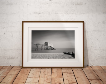 selsey rnli lifeboat station, long exposure, minimalist, sussex, black and white, fine art, giclee, print only