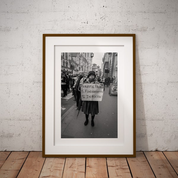 London street photography, peaceful protest, the right to protest, demonstration, borisout, fine art, giclee, print only