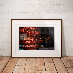 London street photography, soho, brewdog, abstract, windows, reflections, neon light, fine art, giclee, print only