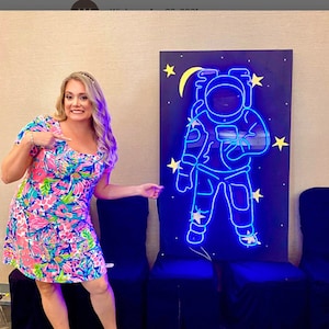 Neon Astronaut Sign For Office and Home. NASA decor for party