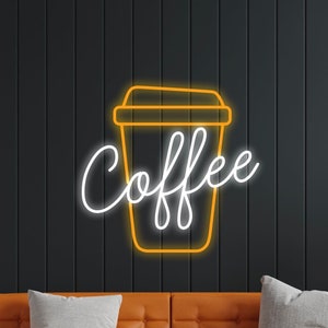 Sinal de néon de café para cafeterias e restaurantes, sinal de bar, arte de parede de pôster