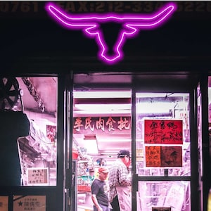 Longhorn Bull neon sign  for decor. Steer Head Neon