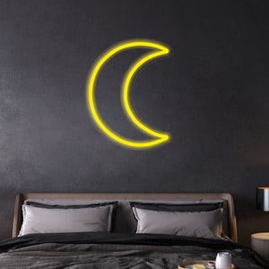 Moon neon sign for Home wall decor. Gift for girl