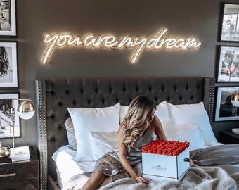Letrero de neón "Eres mi sueño" para dormitorio. Iluminación LED para decoración del hogar. Un regalo para un ser querido.