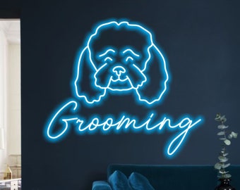 Letrero de neón para peluquería canina. Neón LED para spa canino.