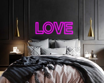 Love neon sign, Pink neon sign, Above bed decor, Teen girl room decor, Valentines decor, Art about love, Wedding neon sign