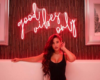 Good Vibes Only Neon Sign: Red LED Room Decor