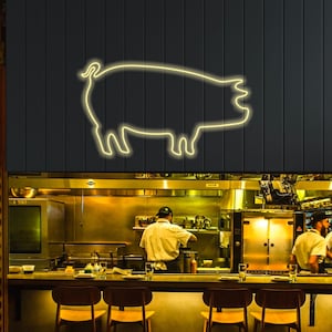Pork neon signs - BBQ sign for restaurant. Ranch decor, meat market wall decor, grill sign.