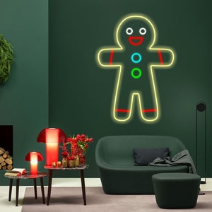 Gingerbread man Neon Sign, Gingerbread decor, Led fairy lights, Christmas gifts idea, Christmas clearance, Christmas lights image 1