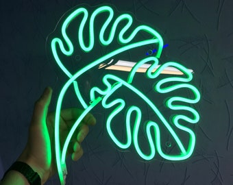Monstera neon sign for wall decor, Best gift for mom