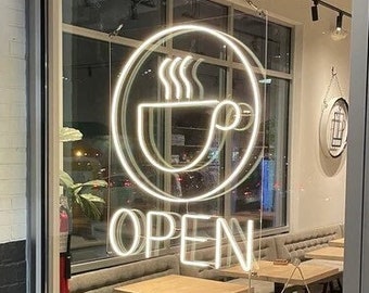 Letrero de neón LED "Café Abierto": Decoración para negocios y cocinas