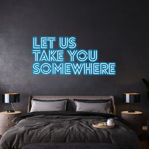 Lascia che ti portiamo da qualche parte con l'insegna al neon dell'agenzia di viaggi. Insegna a led per la nostra Agenzia.