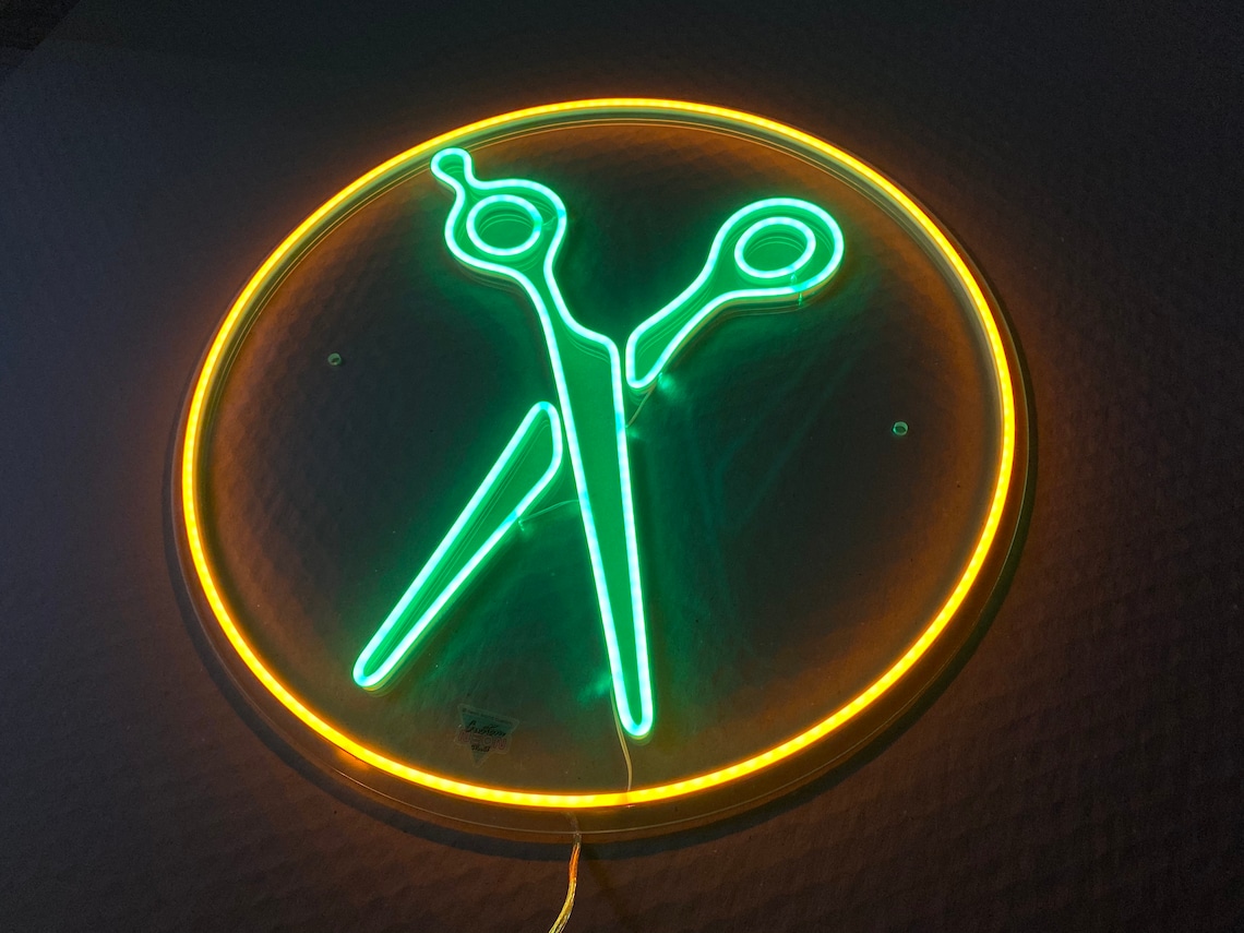 Barber Shop Scissors neon sign Hair beauty salon unique Etsy