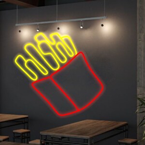 French Fries Neon Sign - Food art, Led Neon Sign, Street food signboard, Junk food gift, kitchen art, food gifts