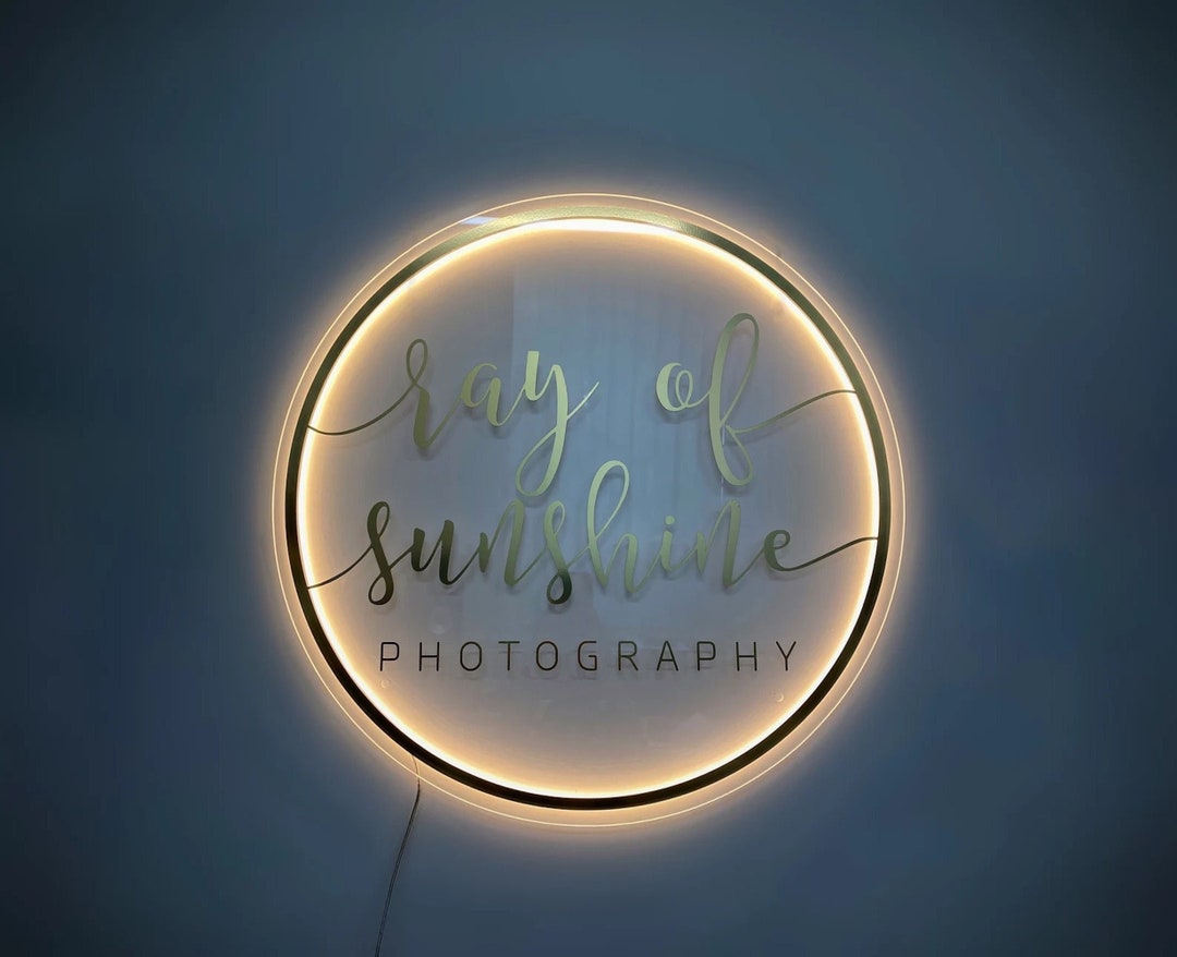 Neon Business Sign With LED Neon. Acrylic Custom Logo Rose Gold Sign. Office Decoration, Beauty