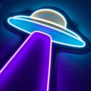 Ufo neon sign for Wall decor.  Alien Sign for Office