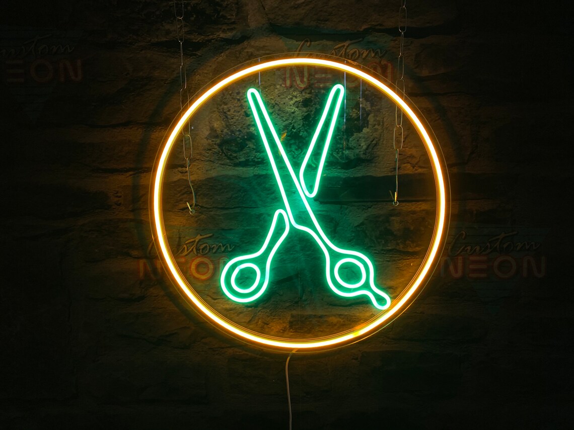 Barber Shop Scissors neon sign Hair beauty salon unique Etsy