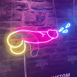 Neon sign Penis for sex shop and striptease club. Dick luminous decoration for bachelorette party or gay gift. image 7