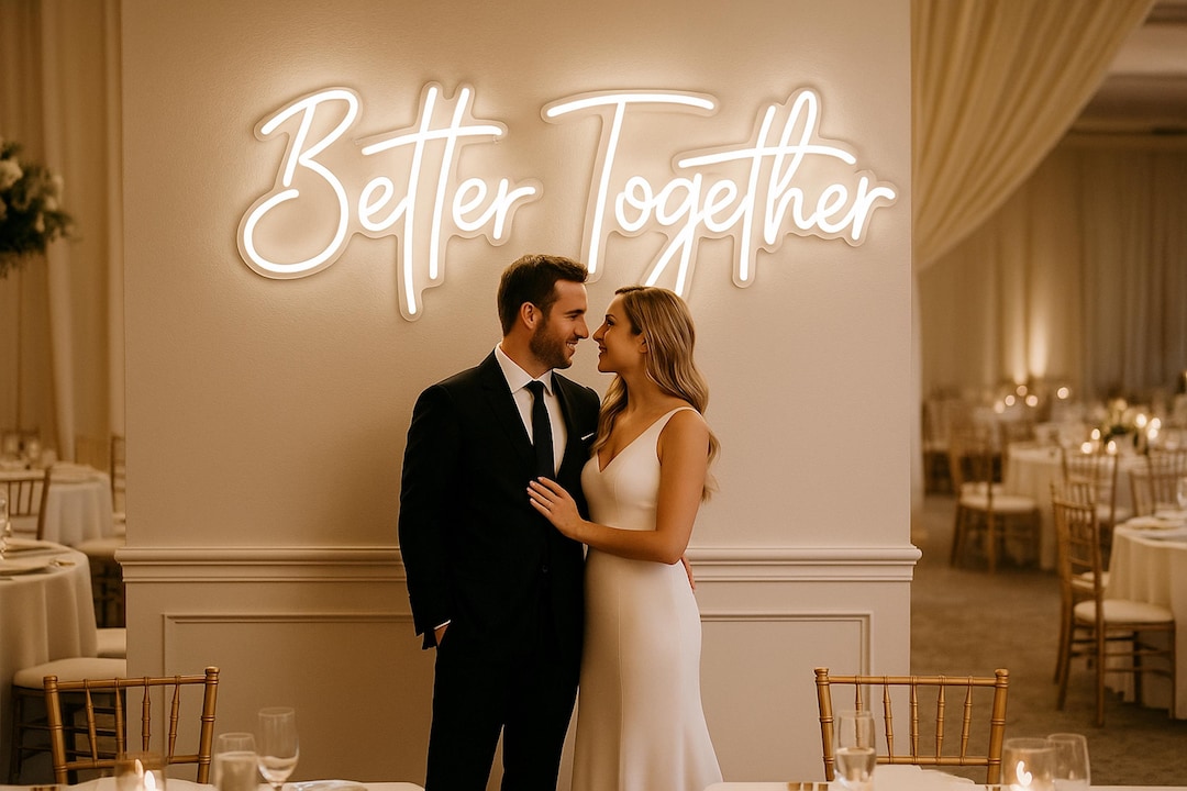 Better Together」 - ウェディングLEDネオンサイン。結婚式に