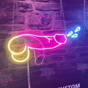 Neon sign Penis for sex shop and striptease club. Dick luminous decoration for bachelorette party or gay gift. image 5