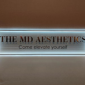 Acrylic Gold Mirror Logo Sign Neon Light. Business Signs for Beauty ...