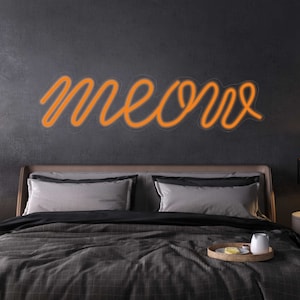 Insegna al neon Meow - Decorazione per l&#39;amante del gattino. Arredamento del negozio di animali