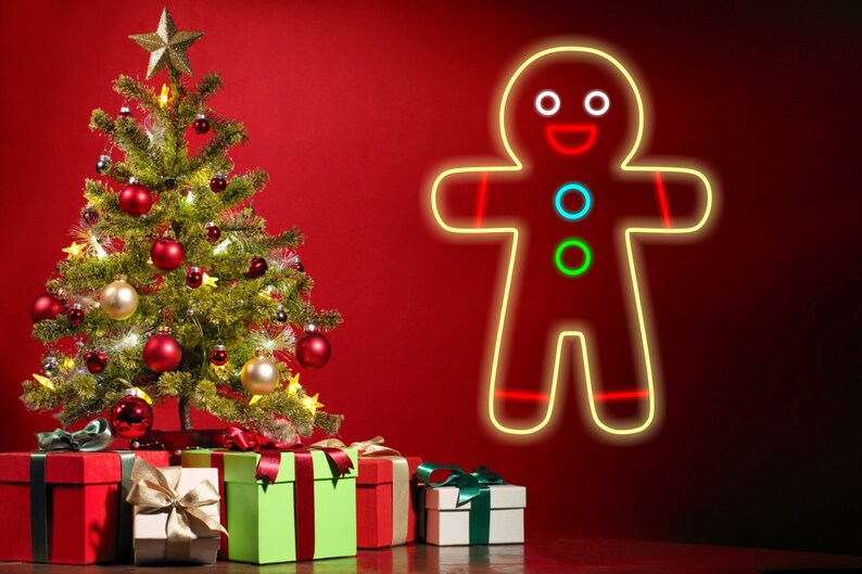 Gingerbread man Neon Sign, Gingerbread decor, Led fairy lights, Christmas gifts idea, Christmas clearance, Christmas lights image 4