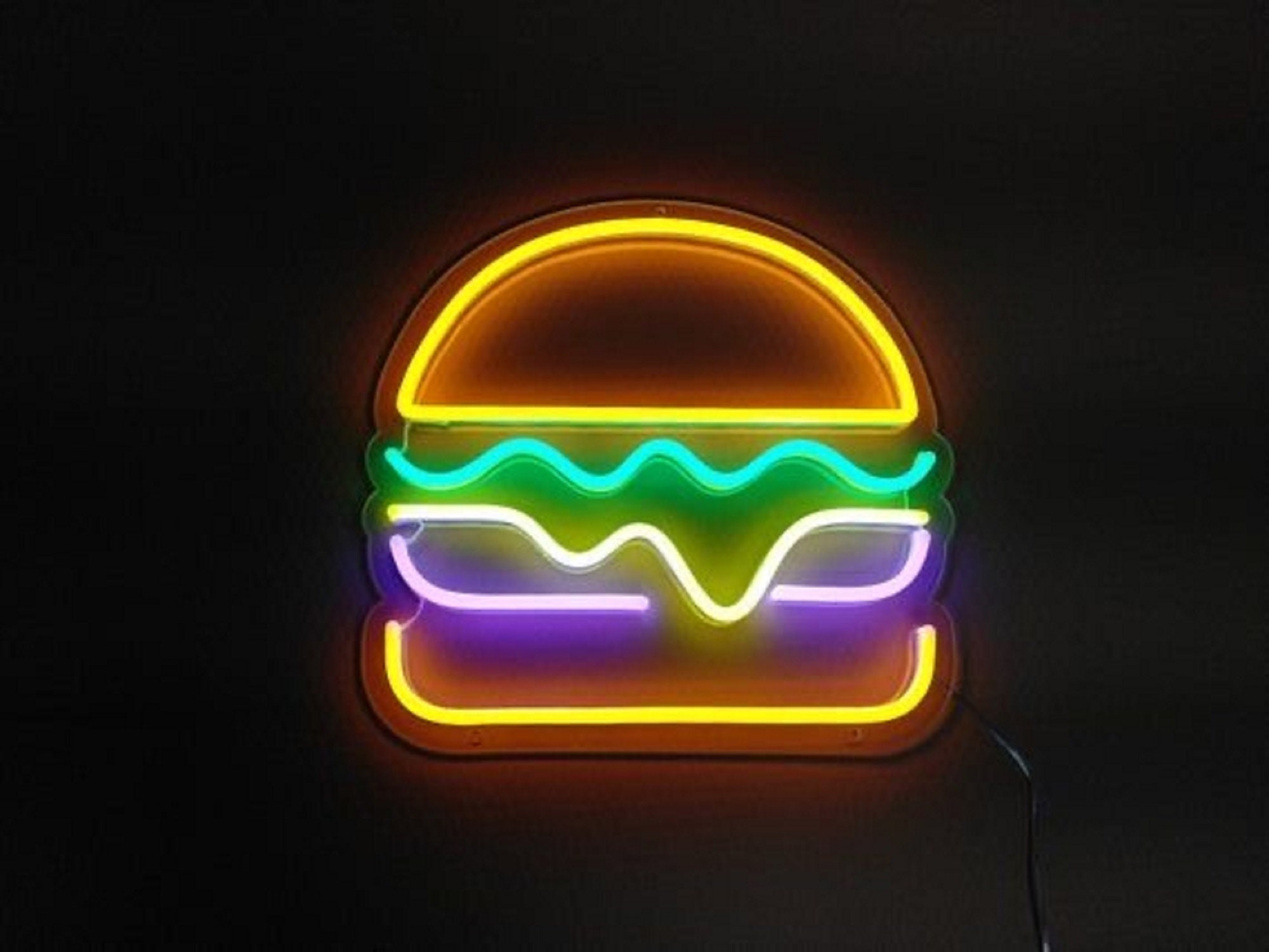 Burger Neon Signs Custom Neon Sign Neon Wall Sign Bar | Etsy