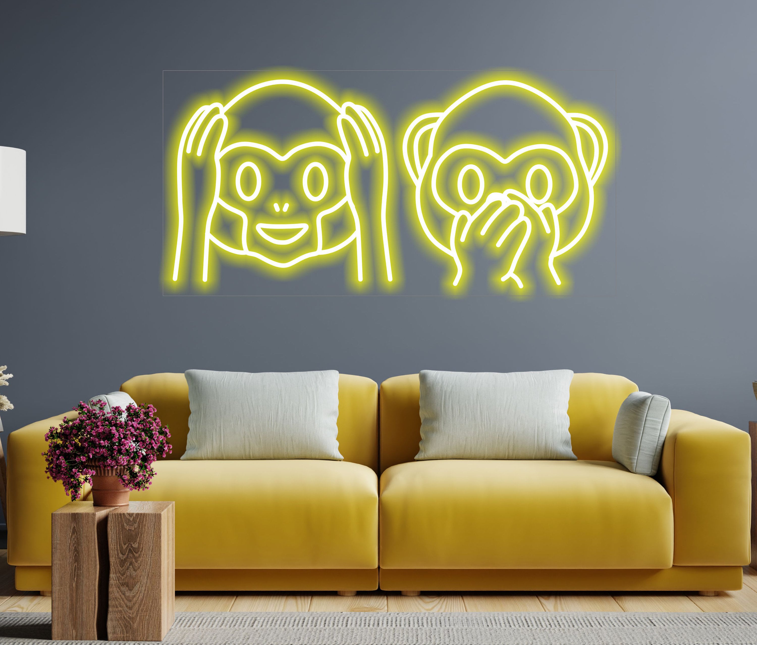 Monkey Lamp Monkey Emoji Neon Sign Teen Girl Room Decor - Etsy