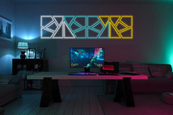 LED Panel Neon Rectangular Abstraction. Gaming Stock Exchange