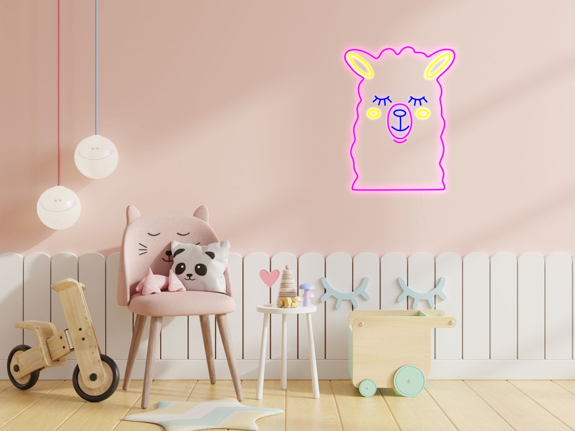 Llama Neon Sign Llama Ts Cute Neon Sign Llama Baby Etsy