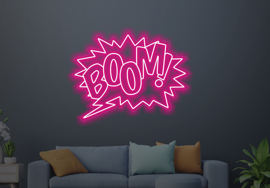Boom Comics Neon Sign: Arcade Room LED Wall Art - Etsy