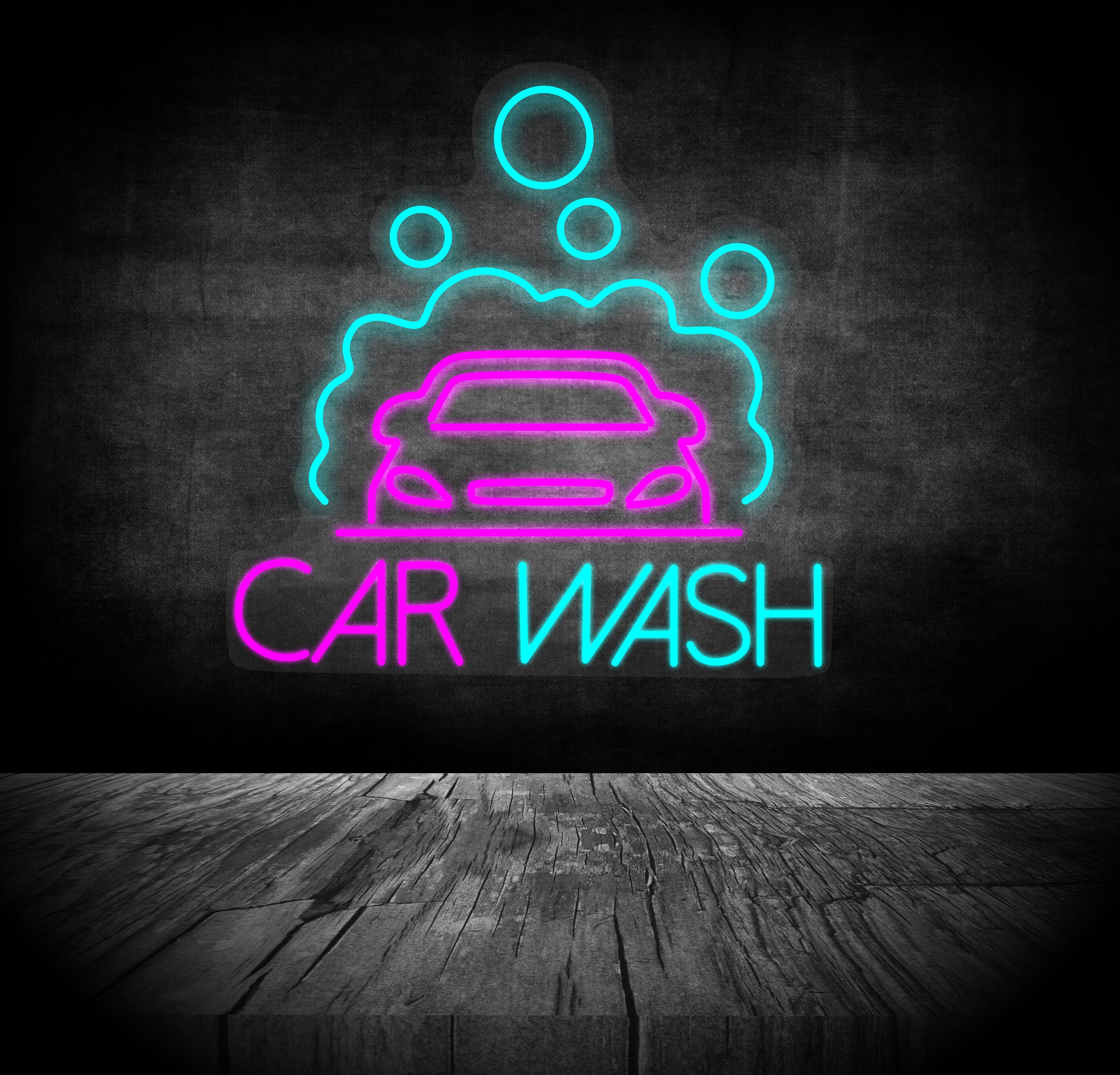 Car Wash Neon Sign Neon Sign Custom Car Wash Logo Car Etsy