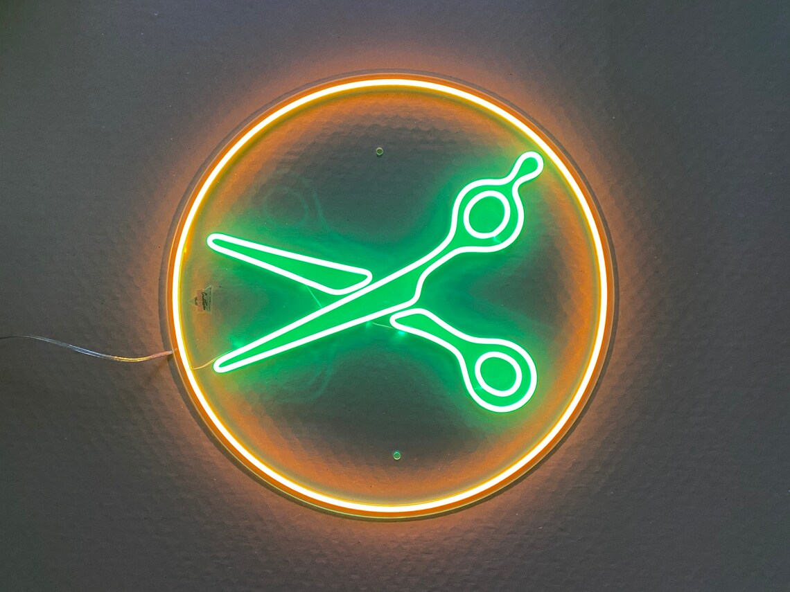 Barber Shop Scissors neon sign Hair beauty salon unique Etsy