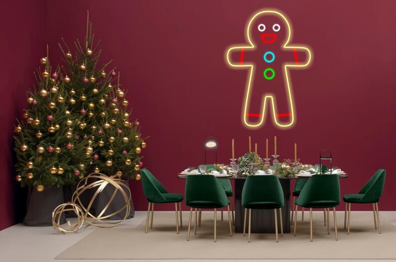 Gingerbread man Neon Sign, Gingerbread decor, Led fairy lights, Christmas gifts idea, Christmas clearance, Christmas lights image 5