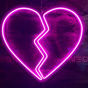 Broken Heart Neon Sign Pink Neon Sign Indie Aesthetic Teen - Etsy