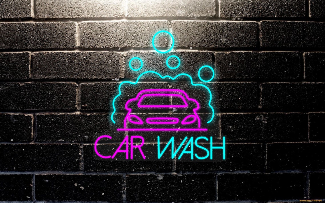 Car Wash Neon Sign Neon Sign Custom Car Wash Logo Car - Etsy