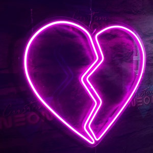Broken Heart Neon Sign Pink Neon Sign Indie Aesthetic Teen - Etsy