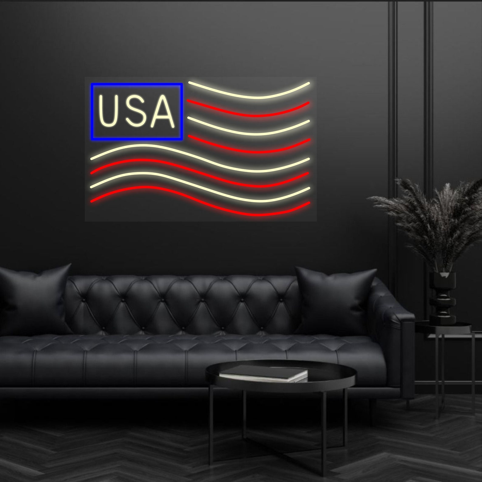 American Flag Neon Led Wall Art United States Flag Etsy