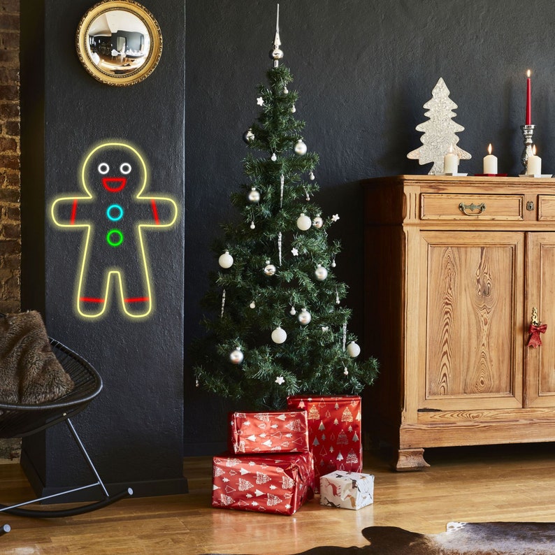 Gingerbread man Neon Sign, Gingerbread decor, Led fairy lights, Christmas gifts idea, Christmas clearance, Christmas lights image 3